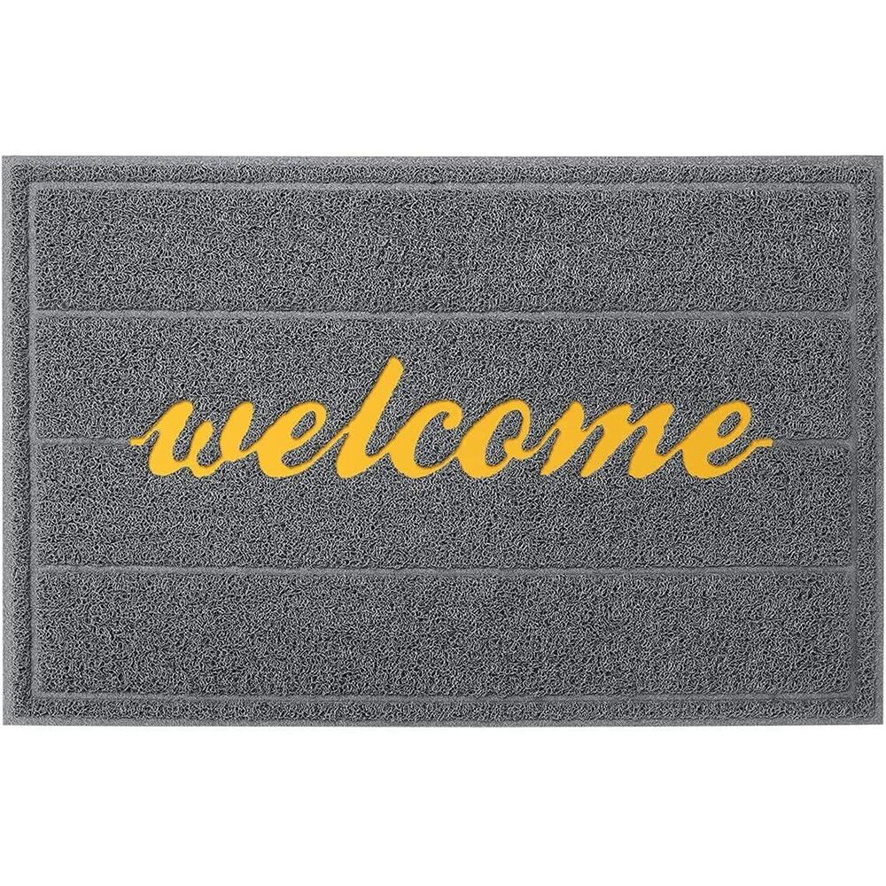 Gray Door Mat 35" x 23.5 Welcome Mats Outdoor Indoor Non-Slip Doormat